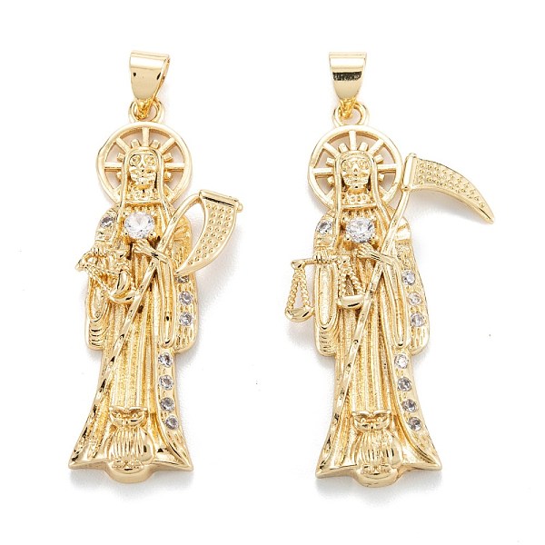 

PandaHall Brass Micro Pave Clear Cubic Zirconia Pendants, Long-Lasting Plated, Death, Real 18K Gold Plated, 37.5x15x4mm, Hole: 5x3.5mm...