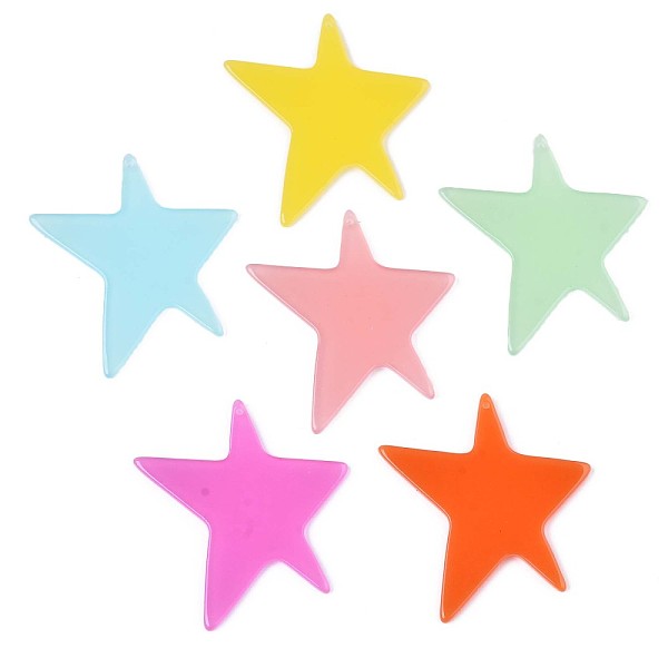 

PandaHall Translucent Cellulose Acetate(Resin) Pendants, Solid Color, Star, Mixed Color, 41.5x40x2.5mm, Hole: 1mm Cellulose Acetate Star..., Multicolor