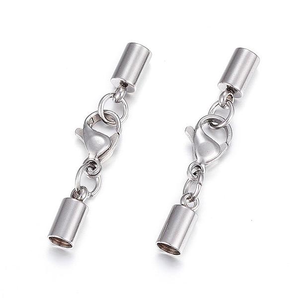 

PandaHall 304 Stainless Steel Lobster Claw Clasps, with Cord Ends, Stainless Steel Color, 33mm, Inner diameter: 3.2mm 304 Stainless Steel...