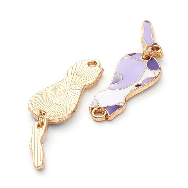 

PandaHall Alloy Enamel Pendants & Earring, Cat Shape, Plum, 35.5x10x2~4.5mm, Hole: 1.2mm, Pin: 1.5mm Alloy+Enamel Cat Shape Purple