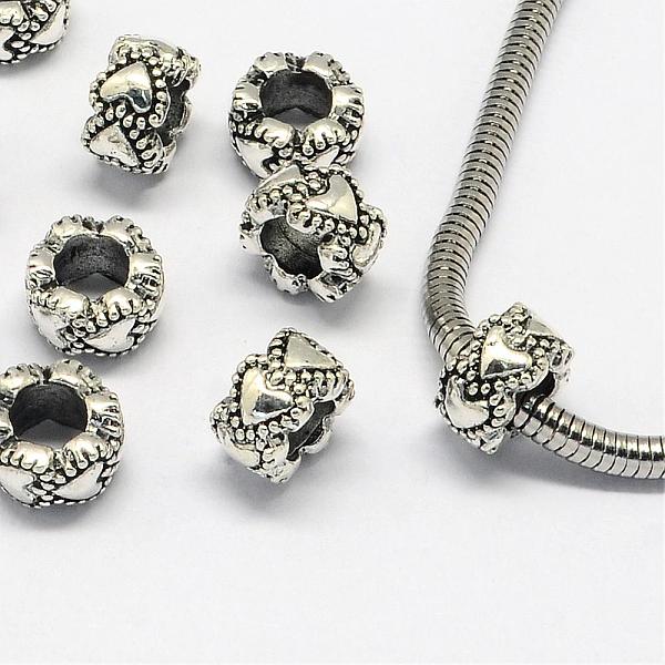 

PandaHall Alloy European Beads, Large Hole Beads, Rondelle, Antique Silver, 10x6mm, Hole: 5mm Alloy Rondelle