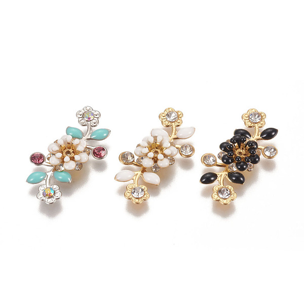 

PandaHall Brass Bead Caps, with Enamel and Rhinestone, Flower, Golden, Mixed Color, 31.5x18.5x6mm, Hole: 1mm, Inner Diameter: 3.5mm..., Multicolor