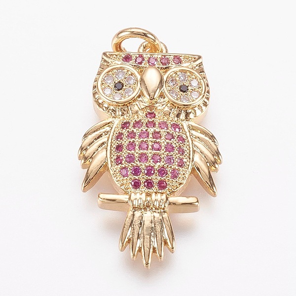 

PandaHall Brass Micro Pave Cubic Zirconia Pendants, Cadmium Free & Nickel Free & Lead Free, Owl, Real 18K Gold Plated, 24.5x14.5x4.5mm, Hole...