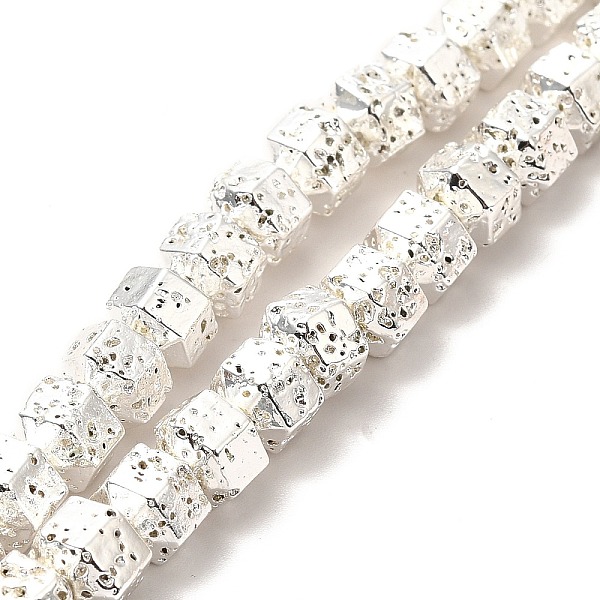 

PandaHall Electroplated Natural Lava Rock Beads Strands, Hexagon, Silver Plated, 6.5x7.5x6mm, Hole: 1mm, about 66~67pcs/strand, 15.28~15.35...
