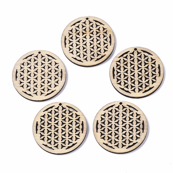 

PandaHall Undyed Natural Wooden Pendant, Spiritual Charms, Laser Cut Shapes, Flower of Life/Sacred Geometry, Antique White, 32x2.5mm, Hole..., Orange