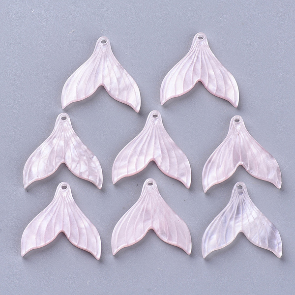 PandaHall Cellulose Acetate(Resin) Pendants, Mermaid Tail, Misty Rose, 19x19x3mm, Hole: 1.2mm Cellulose Acetate Fish Red