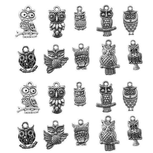 

PandaHall Tibetan Style Alloy Pendants, for Halloween, Owl Shape, Antique Silver, 50pcs/Box Alloy Owl