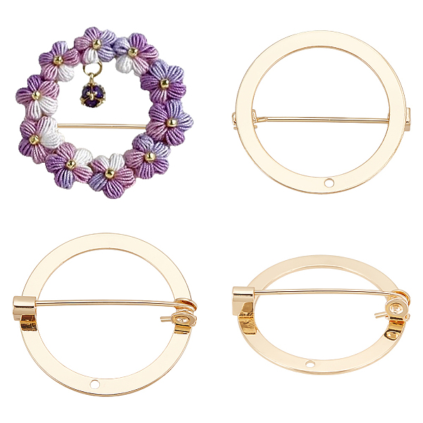 4Pcs Brass Brooch Base Settings