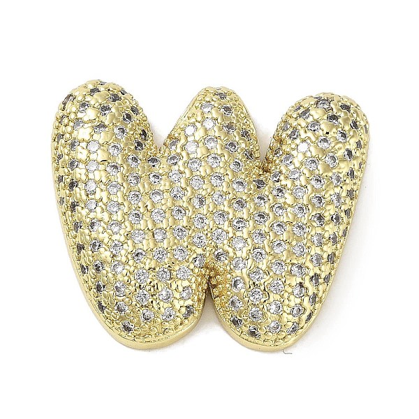 

PandaHall Rack Plating Brass Micro Pave Clear Cubic Zirconia Pendants, Lead Free & Cadmium Free, Long-Lasting Plated, Letter W...