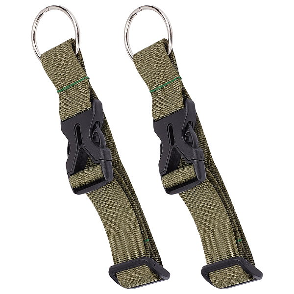 

PandaHall GORGECRAFT 2Pcs Luggage Straps Coat Jacket Gripper Holder Suitcase Belt Clip Ring Hook Olive Drab Adjustable Belt Straps with Iron...
