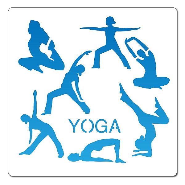 

PandaHall GORGECRAFT 7.1"X7.1"Yoga Pose Stencil Gymnastics Template Women Practicing Reusable Plastic Drawing Painting Stencils Template for...