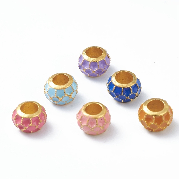 

PandaHall Alloy Enamel European Beads, Large Hole Beads, Long-Lasting Plated, Rondelle, Golden, Mixed Color, 10.5x7mm, Hole: 5mm..., Multicolor