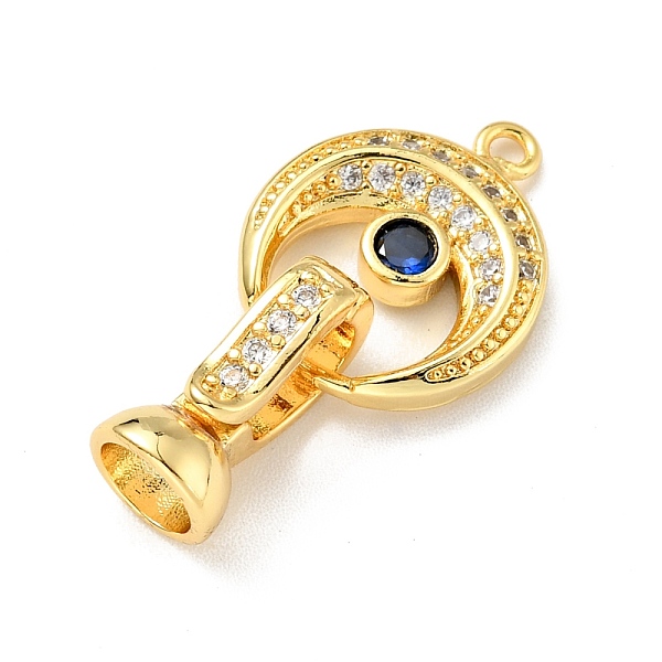 

PandaHall Rack Plating Brass Micro Pave Clear & Blue Cubic Zirconia Fold Over Clasps, Cadmium Free & Lead Free, Long-Lasting Plated, Moon...