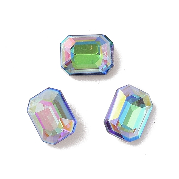 

PandaHall Glass Rhinestone Cabochons, Flat Back & Back Plated, Faceted, Rectangle, Sphinx, 8x6x3.5mm Glass Rhinestone Rectangle Green