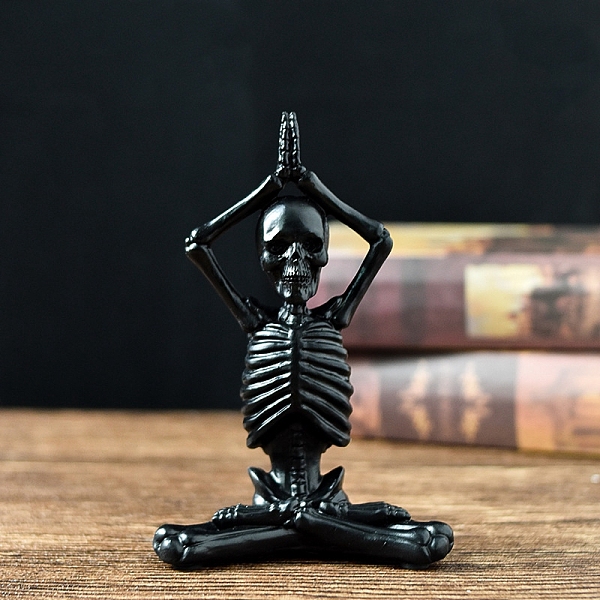 

PandaHall Resin Yoga Skeleton Figurines, for Home Office Desktop Decoration, Black, 105x55x160mm Resin Skeleton Black