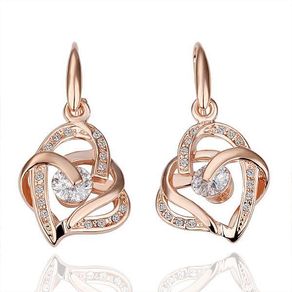 Exquisite Tin Alloy Czech Rhinestone Heart Dangle Earrings For Women