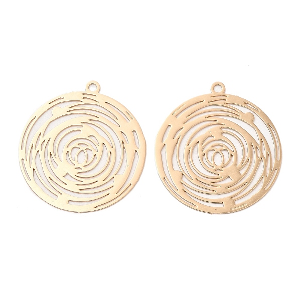 

PandaHall Long-Lasting Plated Brass Filigree Pendants, Flat Round Charm, Light Gold, 29x26x0.3mm, Hole: 1.5mm Brass Flat Round