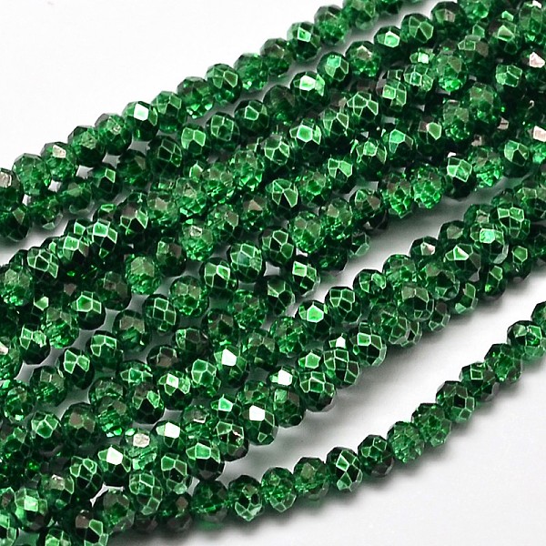 

PandaHall Faceted Rondelle Transparent Painted Glass Beads Strands, Green, 4x3mm, Hole: 1mm, about 125pcs/strand, 15 inch Glass Rondelle...