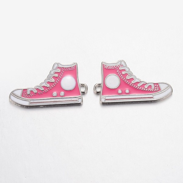

PandaHall Alloy Enamel Pendants, Lead Free and Cadmium Free, Shoes, Platinum Metal Color, Hot Pink, 30x17x2mm, Hole: 1.5mm Alloy+Enamel...