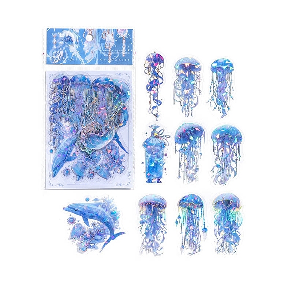 

PandaHall 20Pcs 10 Styles Laser Waterproof PET Jellyfish Decorative Stickers, Self-adhesive Decals, for DIY Scrapbooking, Dodger Blue...