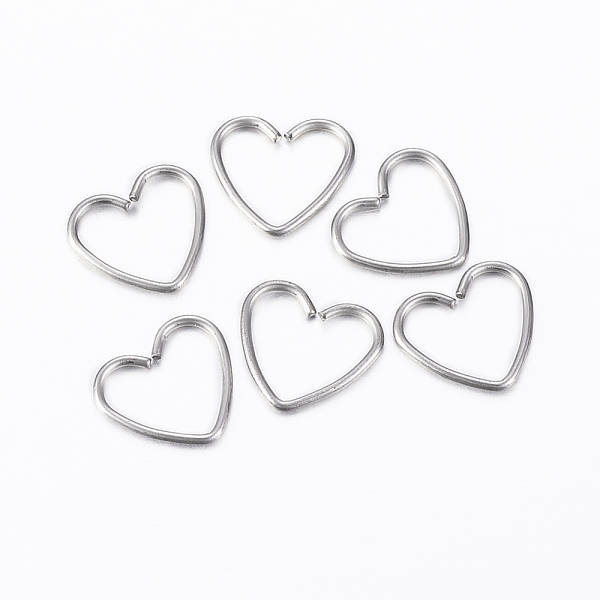 PandaHall 304 Stainless Steel Keychain Clasp Findings, Heart, Stainless Steel Color, 9x10x0.8mm 304 Stainless Steel Heart
