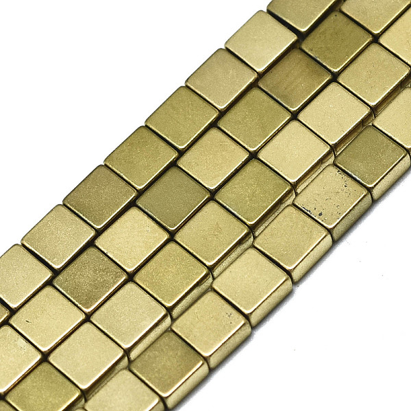 

PandaHall Electroplate Non-magnetic Synthetic Hematite Beads Strands, Square, Real 18K Gold Plated, 4x4x2mm, Hole: 1mm, about...