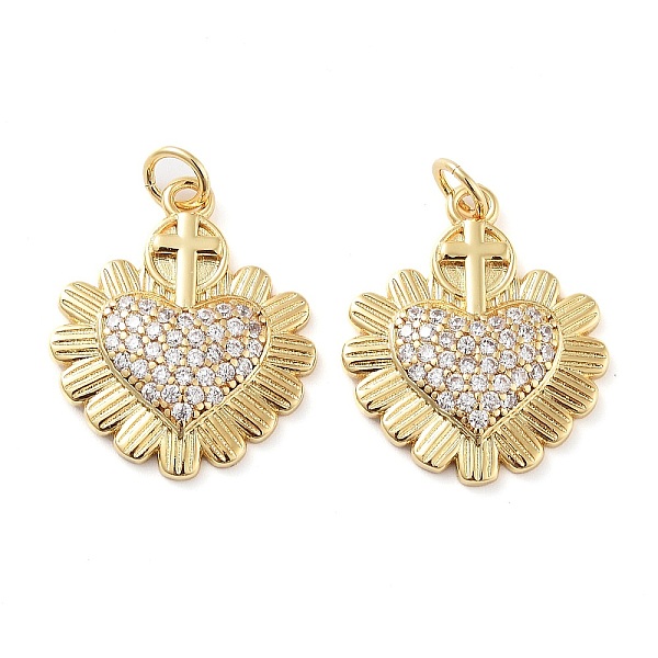 

PandaHall Rack Plating Brass Micro Pave Cubic Clear Zirconia Pendants, with Jump Ring, Long-Lasting Plated, Cadmium Free & Lead Free, Heart...