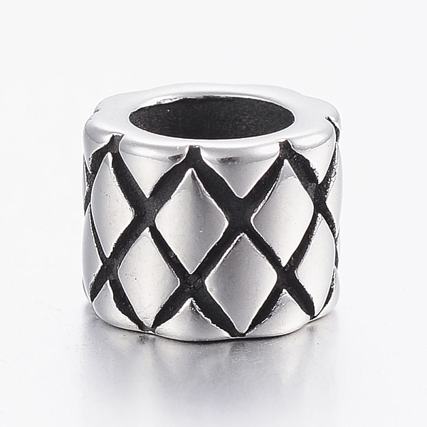 

PandaHall 304 Stainless Steel Beads, Large Hole Beads, Column with Braided Pattern, Antique Silver, 9x7mm, Hole: 6mm 304 Stainless Steel...