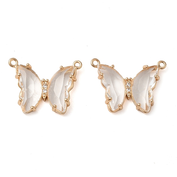 

PandaHall Brass Pave Faceted Glass Connector Charms, Golden Tone Butterfly Links, Clear, 17.5x23x5mm, Hole: 0.9mm Brass+Glass Butterfly...