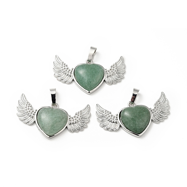 

PandaHall Natural & Synthetic Gemstone Pendants, with Platinum Tone Brass Findings, Lead Free & Cadmium Free, Heart Wing Charms, Mixed Dyed...