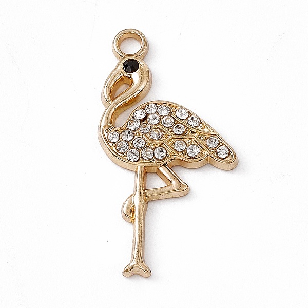 

PandaHall Alloy Rhinestone Pendants, Flamingo Charm, Light Gold, Crystal, 28x15x2.5mm, Hole: 2mm Acrylic+Rhinestone Other Animal Clear