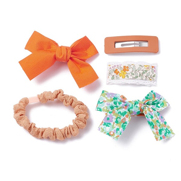 

PandaHall Cloth Accessories Set, Hair Tie & Alligator Hair Clips & Snap Hair Clips, Bowknot & Rectangle, Orange, 13~19mm, Inner Diameter...