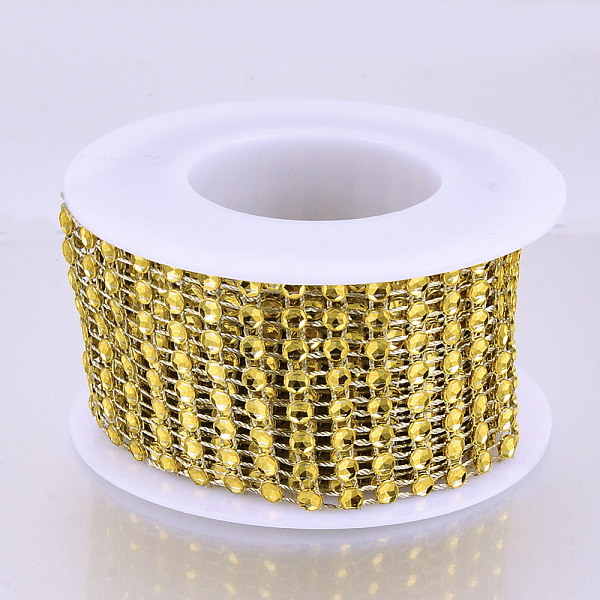 

PandaHall 8 Rows Plastic Diamond Mesh Wrap Roll, Rhinestone Ribbon, with Spool, for Wedding, Birthday, Baby Shower, Arts & Crafts, Gold...