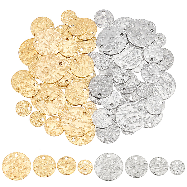 

PandaHall DICOSMETIC 64Pcs 8 Style 304 Stainless Steel Textured Pendants, Flat Round, Mixed Color, 8~15x1mm, Hole: 0.8~1.5mm, 8pcs/style 304...
