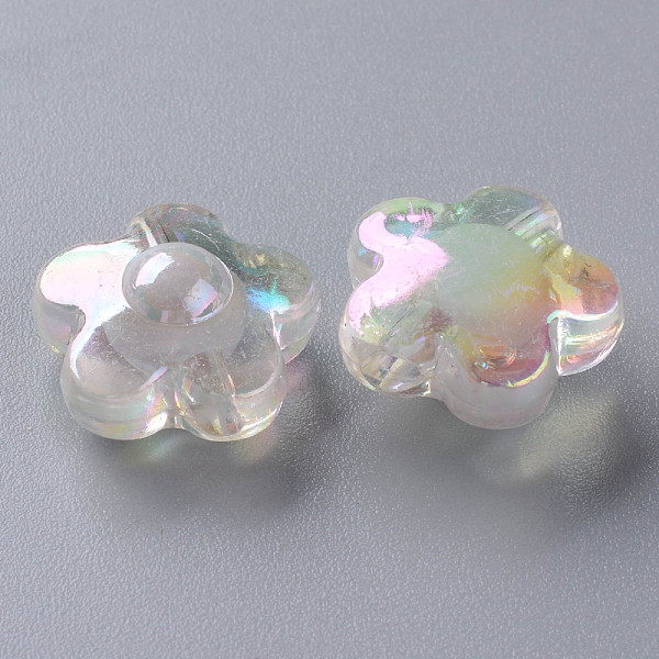 

PandaHall Transparent Acrylic Beads, Bead in Bead, AB Color, Flower, WhiteSmoke, 16.5x17x9.5mm, Hole: 2.5mm, about 390pcs/500g Acrylic..., White
