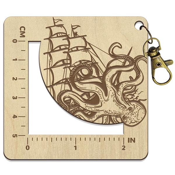 

PandaHall Wooden Square Frame Crochet Ruler, Knitting Needle Gauge, Sailboat, 7.6x7.6x0.5cm, Hole: 5mm Wood Sailboat