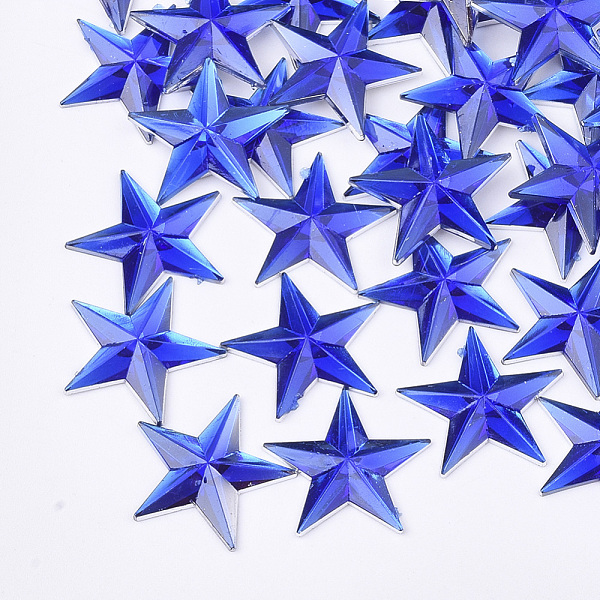 

PandaHall Plastic Cabochons, Star, Blue, 13x14x1.5mm, about 2000pcs/bag Plastic Star Blue