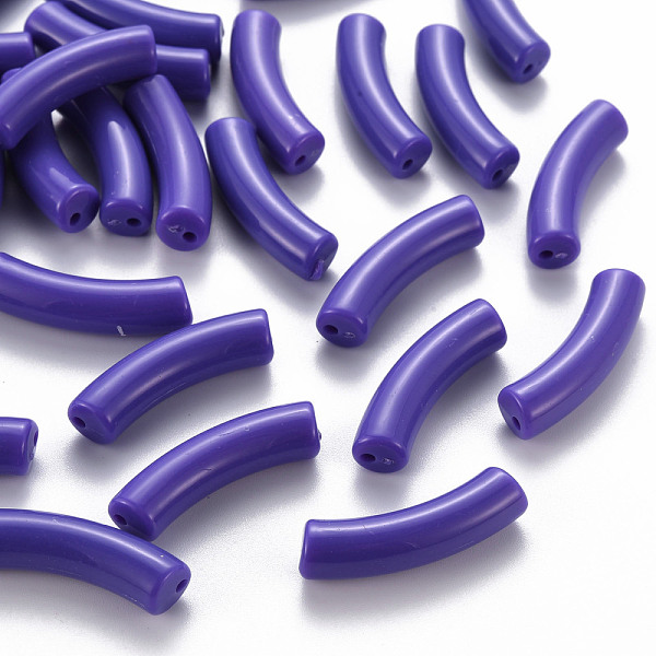 

PandaHall Opaque Acrylic Beads, Curved Tube, Dark Slate Blue, 32x9.5x8mm, Hole: 1.8mm, about 330pcs/500g Acrylic Tube