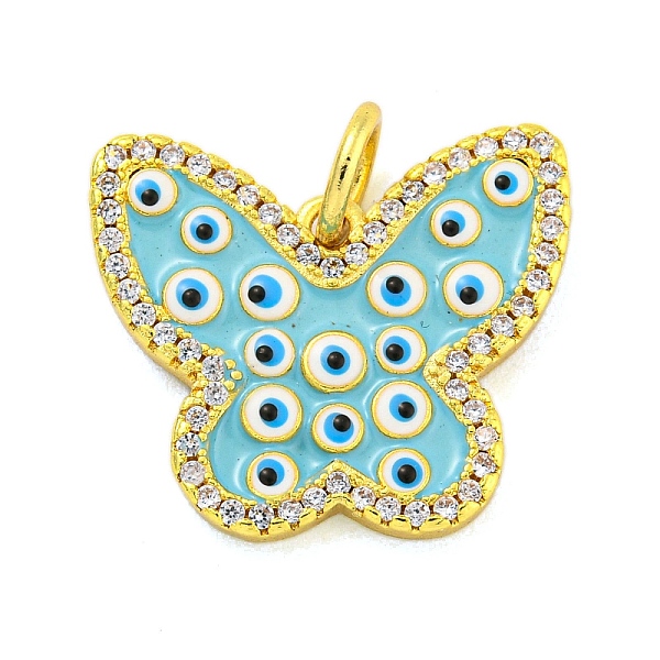 

PandaHall Brass Micro Pave Clear Cubic Zirconia Pendants, with Enamel, Real 18K Gold Plated, Butterfly, Sky Blue, 17x19x2.5mm, Hole: 4mm...