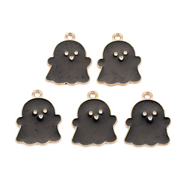 

PandaHall Alloy Enamel Pendants, Cadmium Free & Lead Free, Light Gold, Ghost, Black, 21.5x17x1.5mm, Hole: 1.8mm Alloy+Enamel Ghost Black