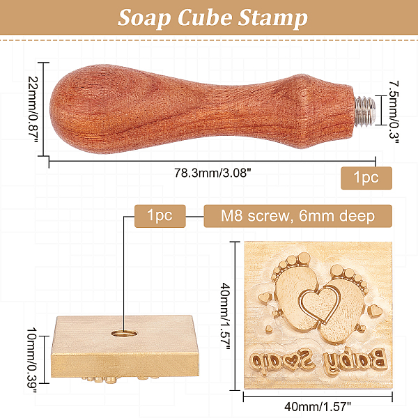 

PandaHall OLYCRAFT Handmade Soap Stamp 1.6"/40mm Footprints of Love Pattern Soap Chapter Imprint Stamp Resin Soap Stamp with Brass Wax Seal...