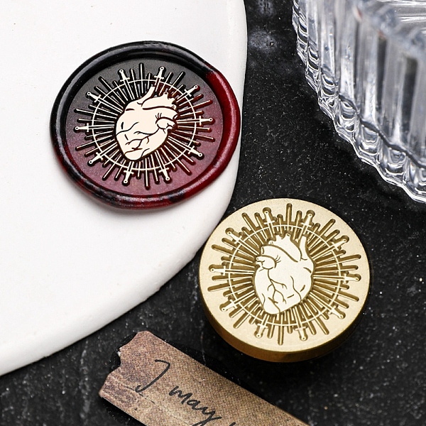 

PandaHall Halloween Theme Golden Tone Brass Wax Seal Stamp Head, for DIY Wax Seal Stamp Making, Heart, 30x15x15mm, Hole: 6.9mm Brass Heart