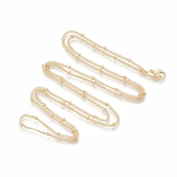 

PandaHall Brass Coated Iron Curb Chain Necklace Making, with Beads and Lobster Claw Clasps, Light Gold, 32 inch(81.5cm) Iron