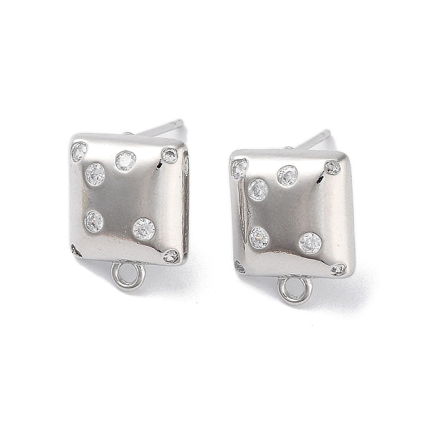 

PandaHall Brass Micro Pave Cubic Zirconia Stud Earring Findings, Square, Real Platinum Plated, 13x10.5mm, Hole: 1.2mm, Pin: 0.8mm...