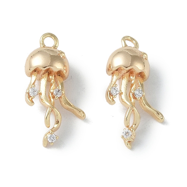 

PandaHall Ocean Collection Theme Jewelry, Brass with Cubic Zirconia Charms, Real 18K Gold Plated, Jellyfish, 17x9x5mm, Hole: 1.2mm..., Clear
