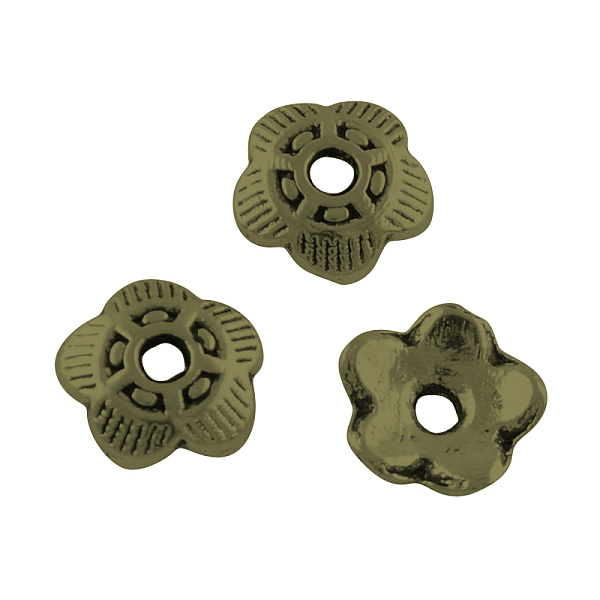 

PandaHall 5-Petal Tibetan Style Alloy Bead Caps, Cadmium Free & Lead Free, Flower, Antique Bronze, 6x1.5mm, Hole: 1mm, about 10000pcs/1000g...