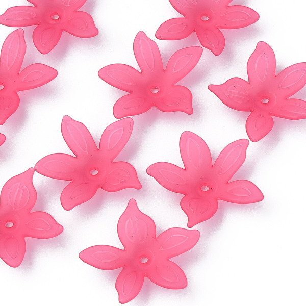 

PandaHall Transparent Acrylic Beads, Frosted, Flower, Cerise, 26x27x6mm, Hole: 1.8mm, about 980pcs/500g Acrylic Flower Red