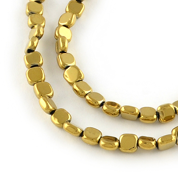 

PandaHall Electroplated Non-magnetic Synthetic Hematite Beads Strands, Square, Golden Plated, 4x4x2mm, Hole: 1mm, about 97pcs/strand, 15.7...