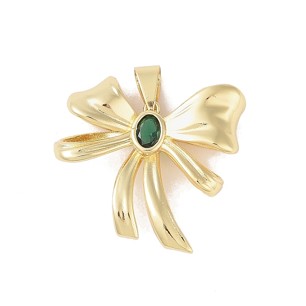 

PandaHall Brass Glass Pendants, Real 18K Gold Plated, Bowknot Charms, Green, 33.5x36.5x9mm, Hole: 7.5x5mm Brass+Glass Bowknot Green