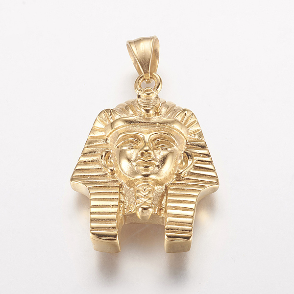 

PandaHall 304 Stainless Steel Pendants, Pharaoh, Golden, 38x27x10.5mm, Hole: 5x8mm 304 Stainless Steel Human
